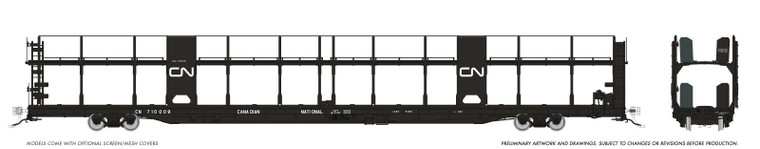 1024005 - Rapido - HO NSC 89' Bi-Level Autorack: CN Rail - Delivery: 6-Pack