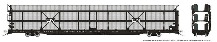 1024105A - Rapido - HO NSC 89' Tri-Level Autorack: CN Rail - Late w/ mesh: Single Car