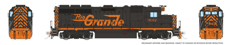 1078011 - Rapido - HO EMD GP40 (DC/Silent): Rio Grande - Large Logo: #3142