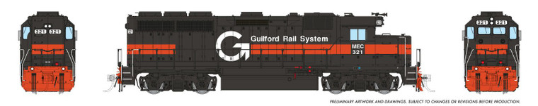 1078016 - Rapido - HO EMD GP40 (DC/Silent): Guilford - Gray & Orange, MEC Lettering: #321