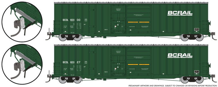 191011 - Rapido - HO Trenton Works 6637cuft boxcar w/ EOT: BC Rail - As-Delivered: #60100 + #60127