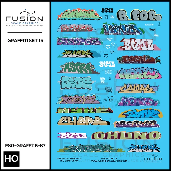 FSG-GRAFF115-87 - Fusion Scale Graphics - HO Scale Graffiti Decal Set 15