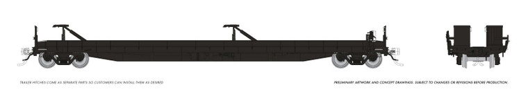 1130996 - Rapido - HO Vancouver Iron Works Piggyback Flatcar: Black, unlettered: Single Car