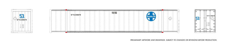 1069003 - Rapido - HO 53' high-cube Container (2-pack): ATSF