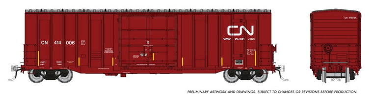 1131005A - Rapido - HO Trenton Works 5277cuft boxcar: CN - URL repaint w/conspicuity stripes: Single Car