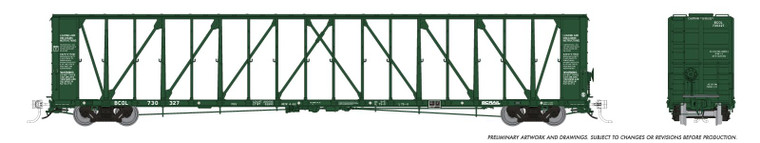 174008 - Rapido - HO NSC Centerbeam Flatcar: BC Rail - Green: 6-Pack #2