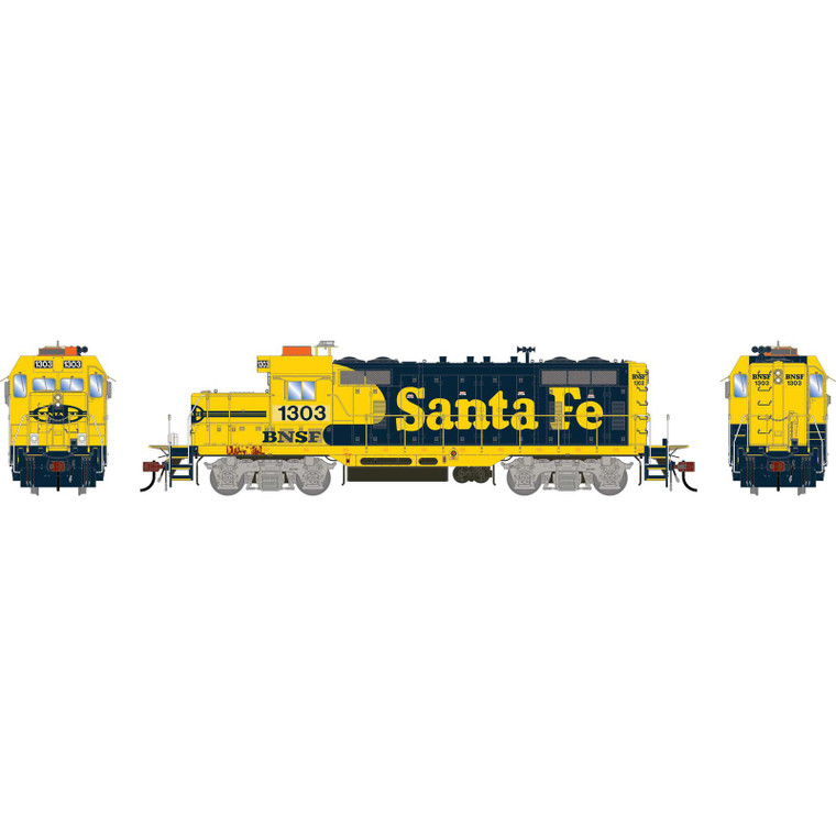 ATHG-3250 - Athearn Genesis - HO GEN GP7u Locomotive w/DCC & Sound, Primed For Grime BNSF 'Patched ATSF' #1303