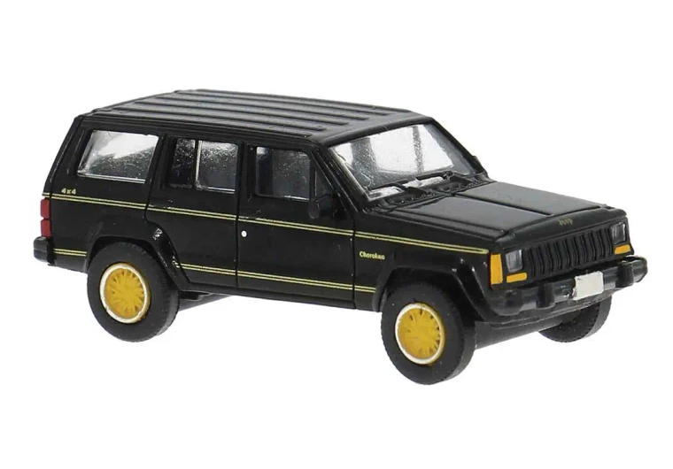 PCX870728 - Brekina Automodelle - 1984 Jeep Cherokee SUV - Assembled -- Black, Gray Red