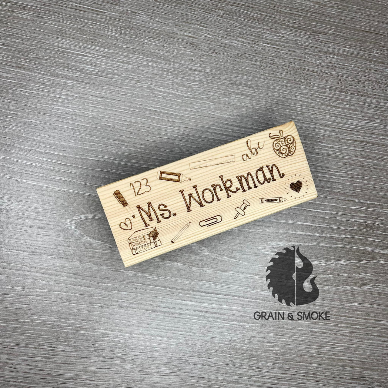 Personalized Chalk Eraser - Grain & Smoke