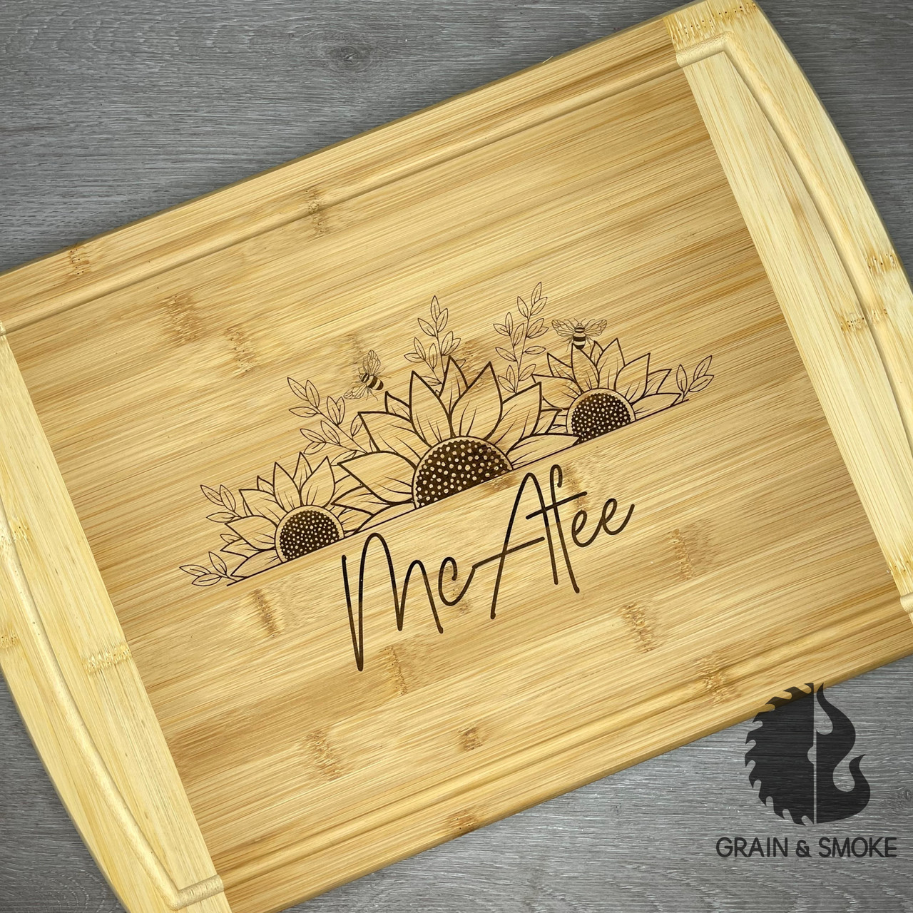 Detailed Large Sunflower Engraved Cutting Board