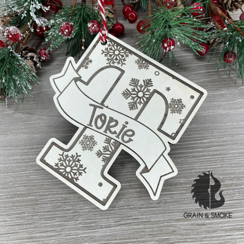 White Snowflake Initial Ornament