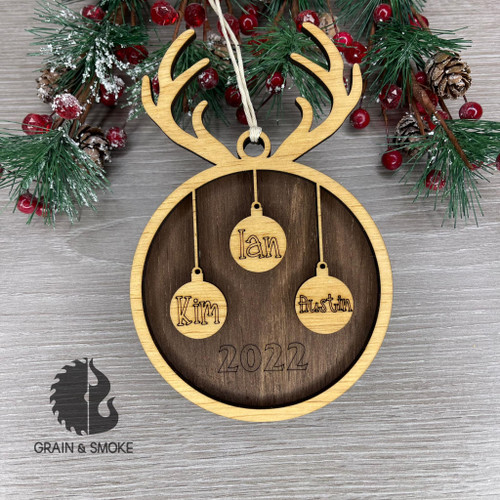 Antler Name Ornament