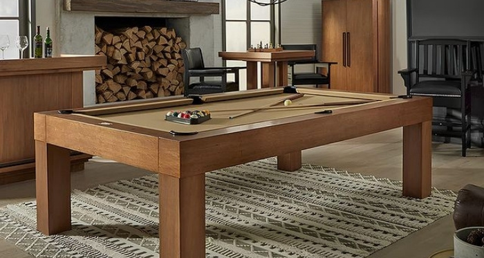 Wooden Pool Table in a Living Room