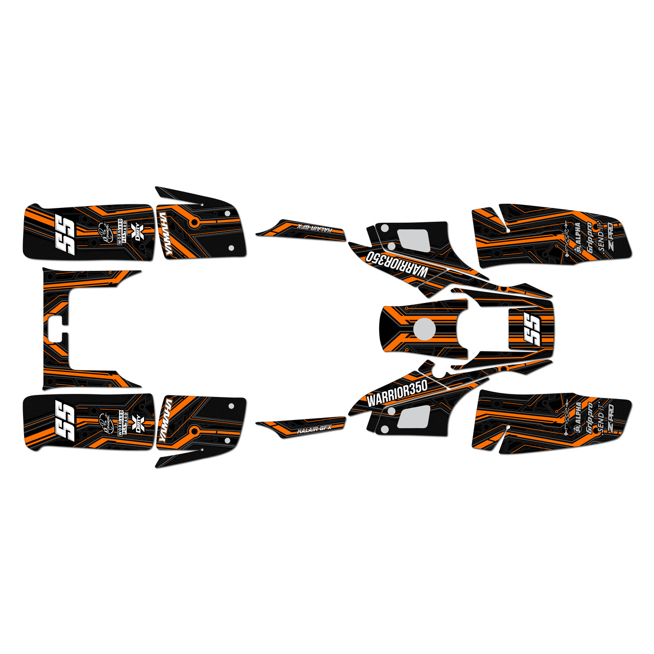 Factory Efx Yamaha Warrior 350 Camo Gas Tank Graphics Decals Sticker Plastics Black Yellow