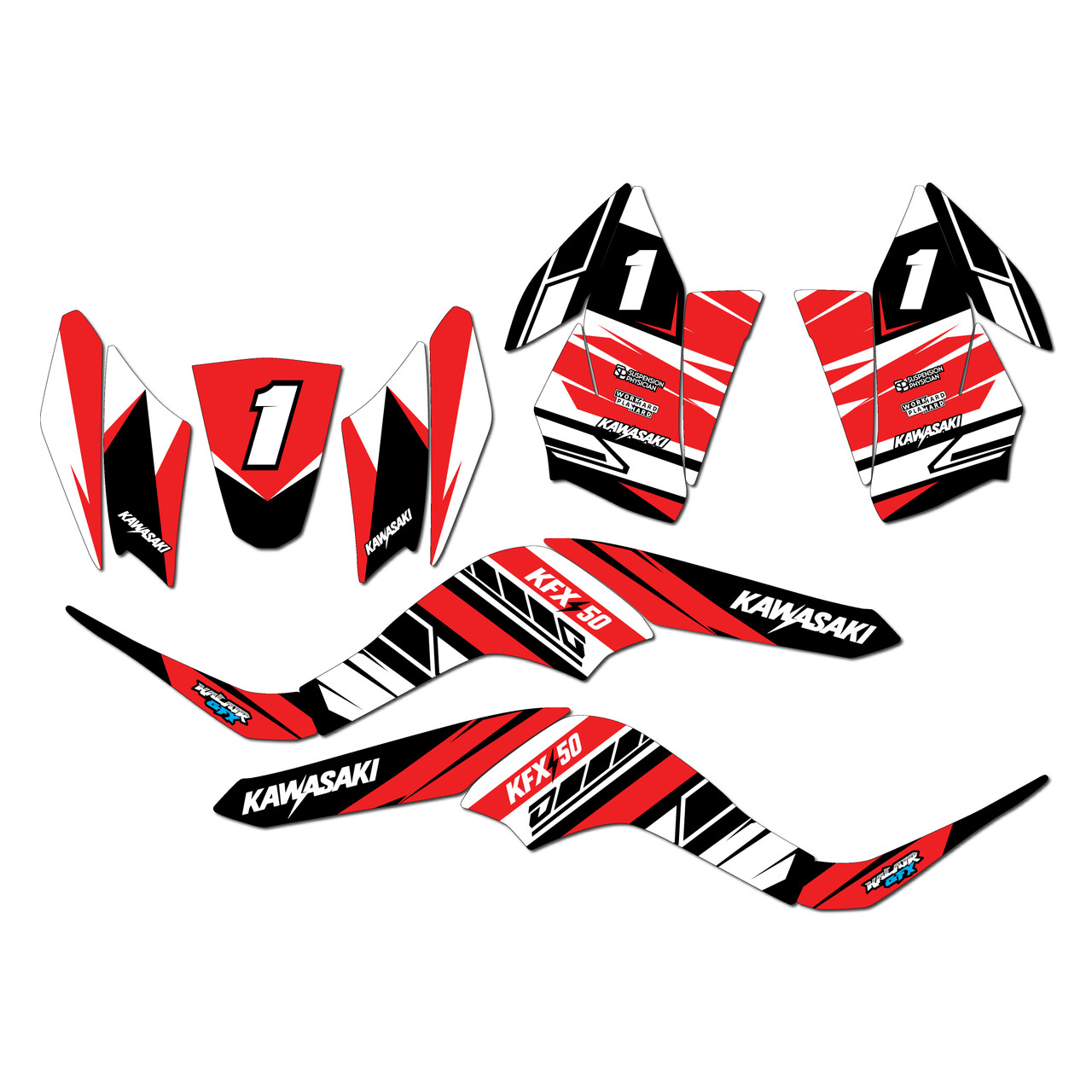 Kawasaki KFX 50 Graphics Kit (2007-2022) Blazing | KalairGFX