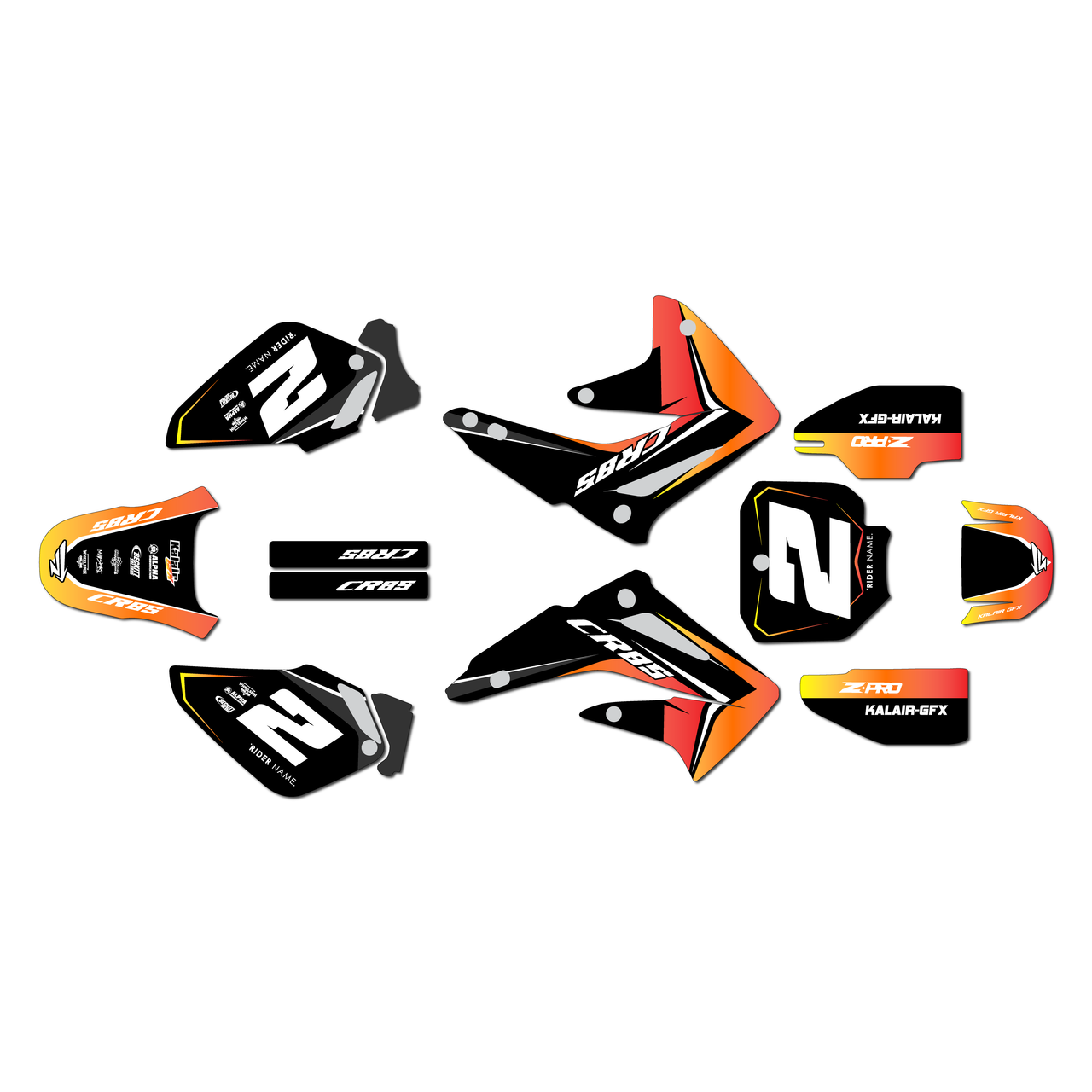 Honda CR85 Graphics Kit (2003-2014) Lightning | KalairGFX