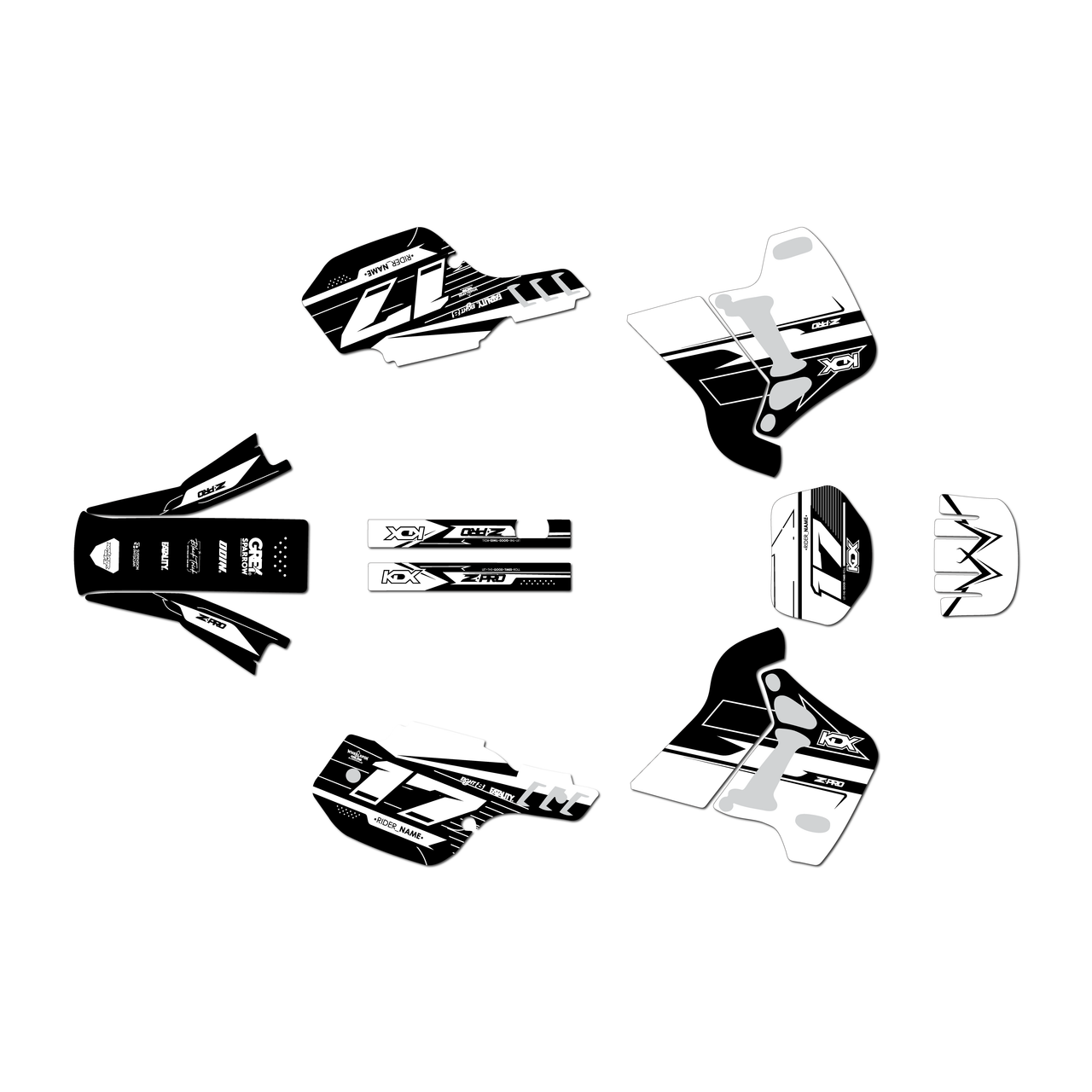 モノクログラフィック Kawasaki KDX200 Graphics Kit (1991-1994) Axis | KalairGFX