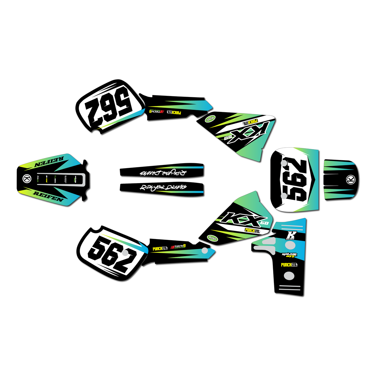 ワッペピンク　旧 Kawasaki KX60 Graphics Kit (1984-2004) Evader | KalairGFX