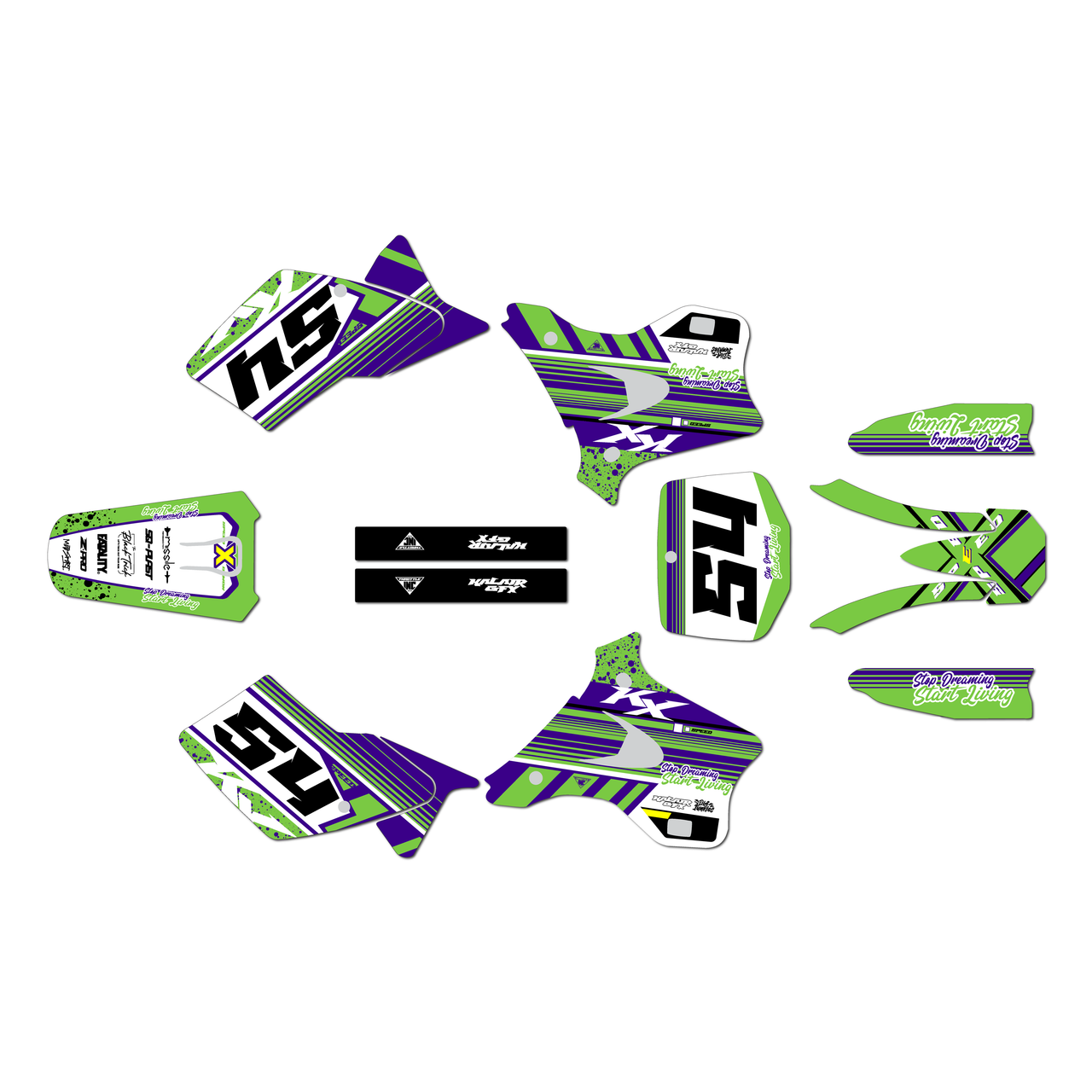 Kawasaki KX250 Graphics Kit (1995-1998) Split | KalairGFX