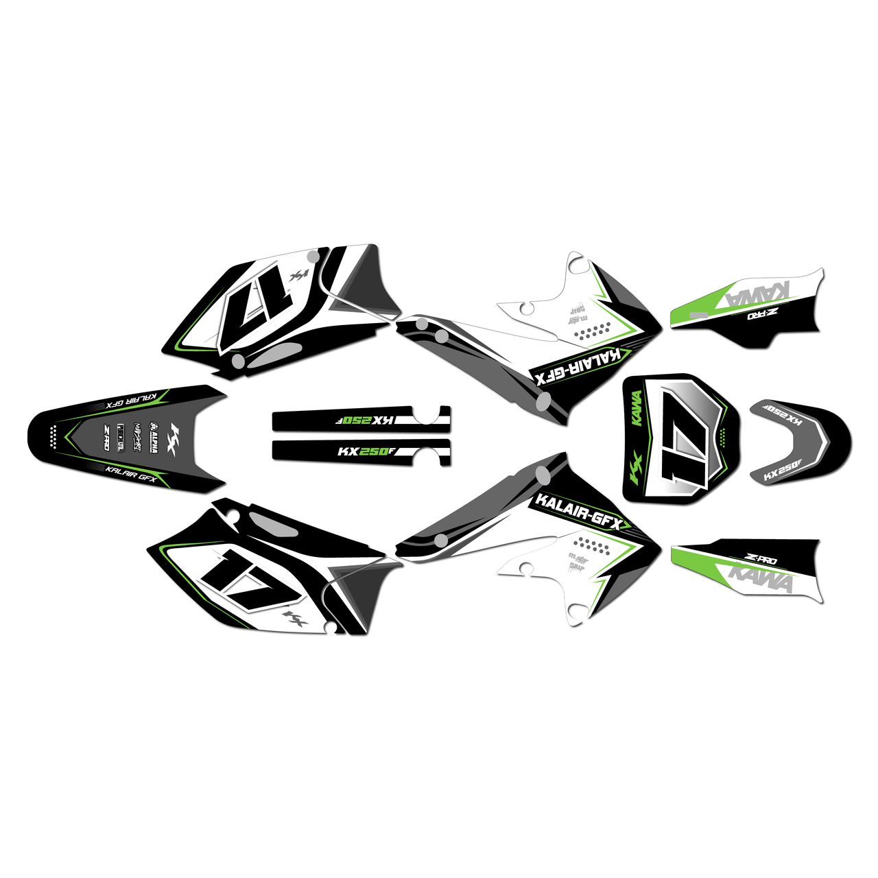 Kawasaki KX250F Graphics Kit (2004-2005) Stellar | KalairGFX