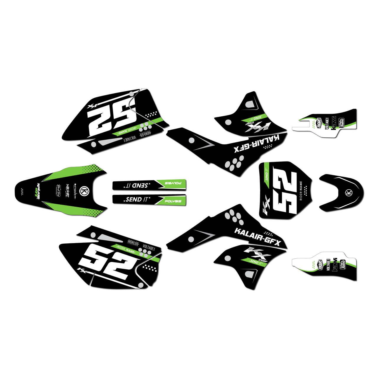Kawasaki KX250F Graphics Kit (2006-2008) Ominous | KalairGFX