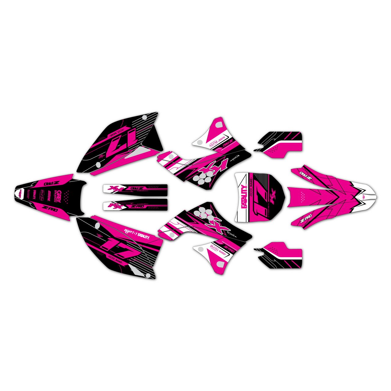 翼デザイン ピンク四角形アート用品 Kawasaki KX450F Graphics Kit (2009-2011) Axis | KalairGFX