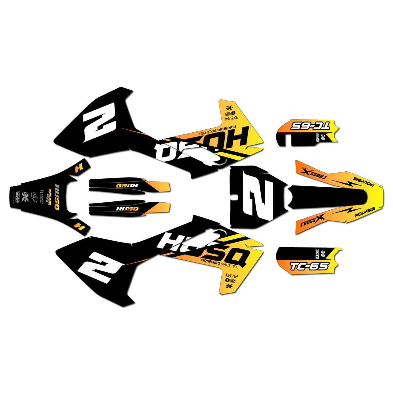 カーペンター　サンライズオリジナルデザイン Husqvarna TC65 Graphics Kit (2016-2023) Splinter | KalairGFX
