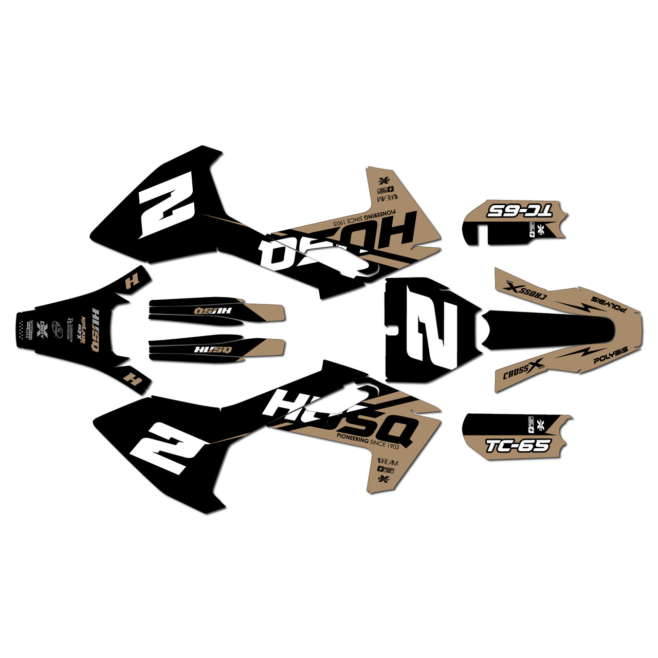カーペンターサンライズオリジナルデザイン Husqvarna TC65 Graphics Kit (2016-2023) Splinter | KalairGFX