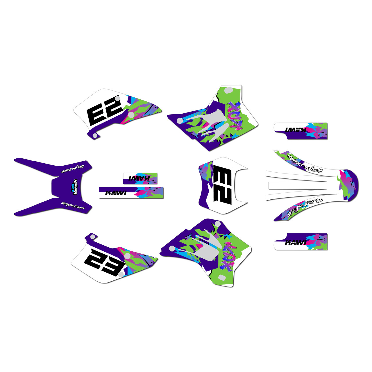 Kawasaki KDX200 Graphics Kit (1995-2008) Throwback |
