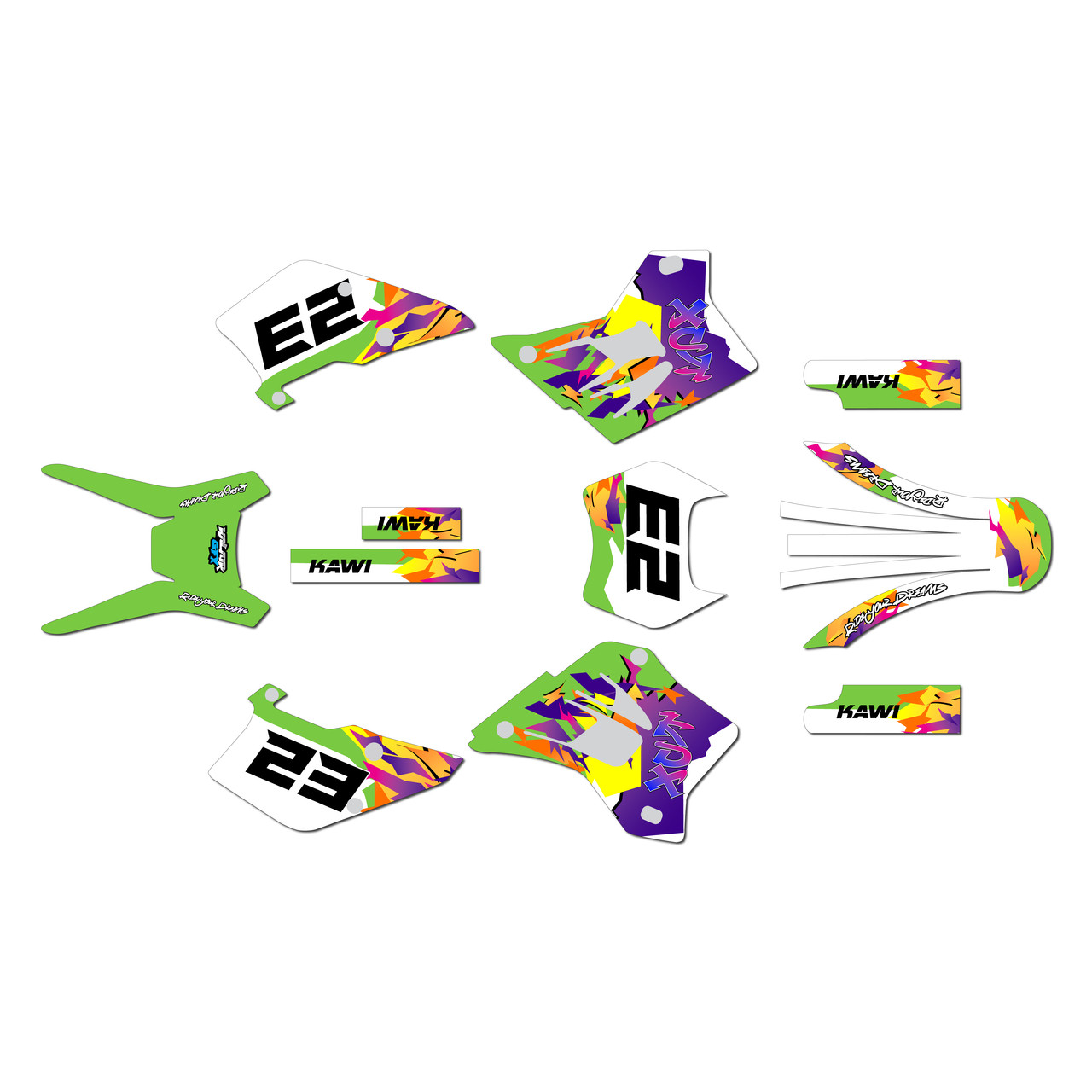 Kawasaki KDX220 Graphics Kit (1995-2008) Throwback |