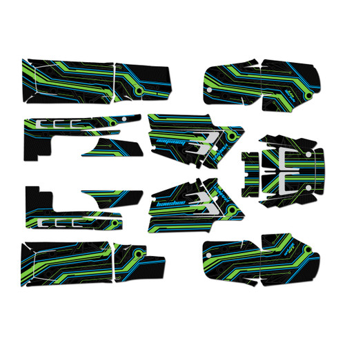 yamaha banshee350 graphics kit 1987-2012 electron series green