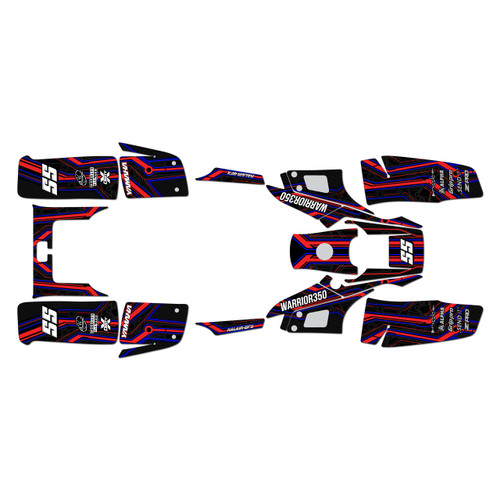 yamaha warrior350 graphics kit all years electron series red