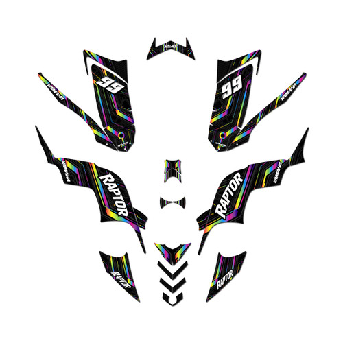yamaha raptor90 graphics kit 2009-2015 electron series rainbow