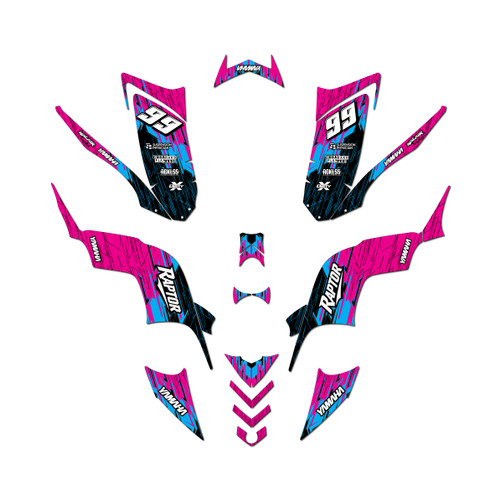 yamaha raptor90 graphics kit 2009-2015 fracture series magenta