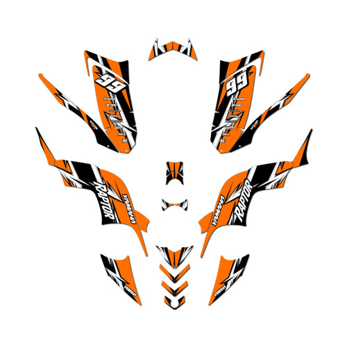 yamaha raptor90 graphics kit 2009-2015 shred series orange