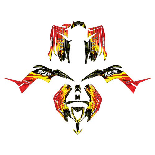 yamaha raptor90 graphics kit 2016-2026 fracture series red