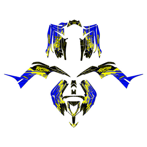 yamaha raptor90 graphics kit 2016-2026 fracture series yellow
