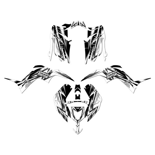 yamaha raptor90 graphics kit 2016-2026 shred series white