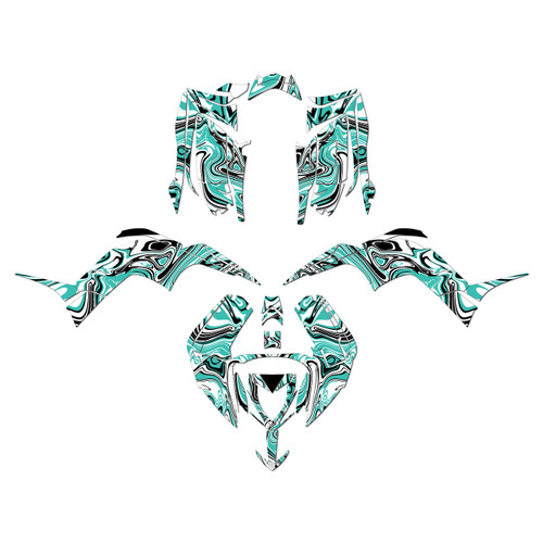 yamaha raptor90 graphics kit 2016-2026 snagged series teal