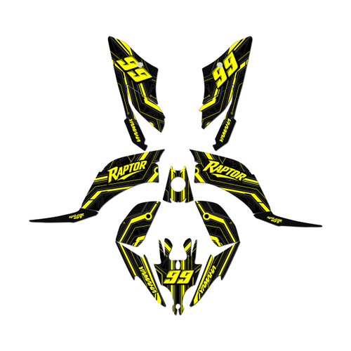 yamaha raptor250 graphics kit all years electron series yellow