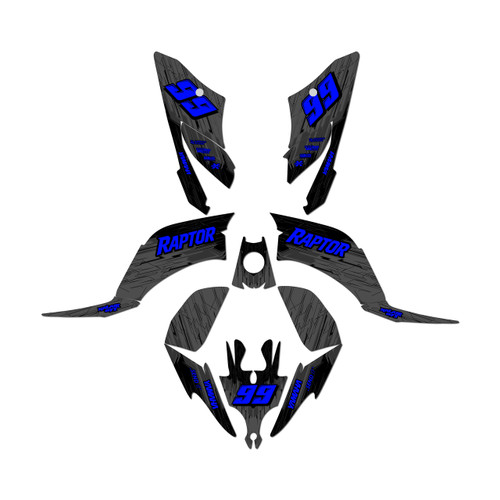 yamaha raptor250 graphics kit all years fracture series blue-shift