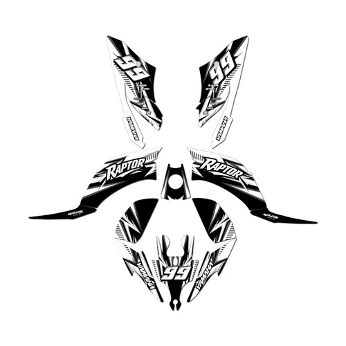 yamaha raptor250 graphics kit all years shred series white