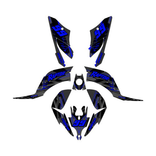 yamaha raptor250 graphics kit all years swift series blue-shift