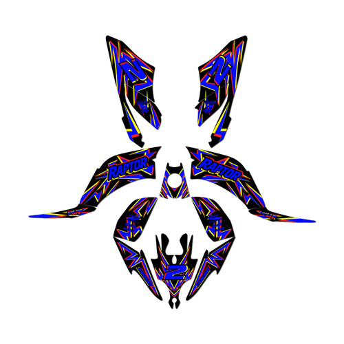 yamaha raptor250 graphics kit all years vision series blue