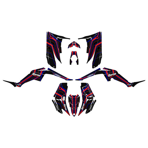 yamaha raptor350 graphics kit all years electron series red