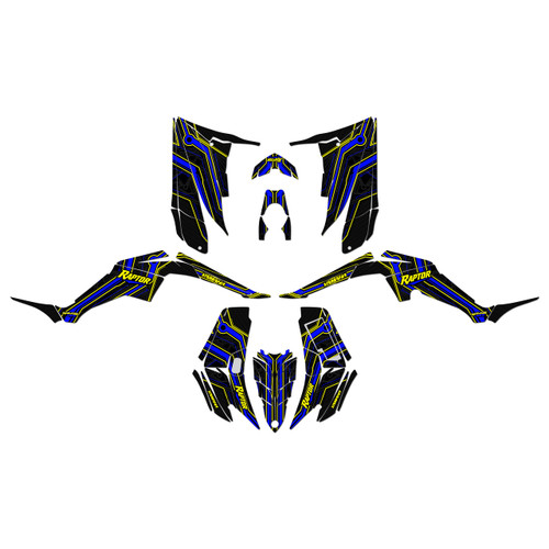 yamaha raptor350 graphics kit all years electron series yellow