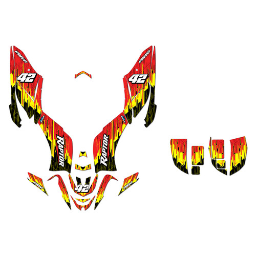 yamaha raptor125 graphics kit all years fracture series red