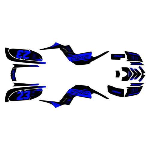 yamaha raptor660 graphics kit 2001-2005 viper series blue-shift