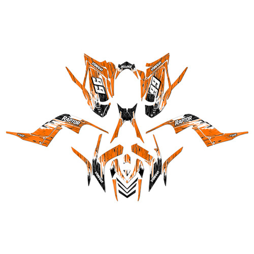 yamaha raptor700 graphics kit 2006-2012 fracture series orange