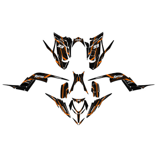 yamaha raptor700 graphics kit 2013-2026 electron series orange